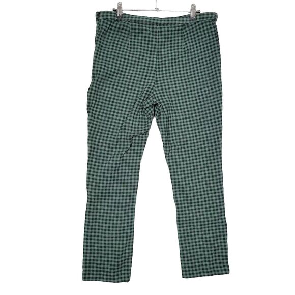 FREE PEOPLE Green Checkered Gingham Skinny Side Zip Pants SIZE 10 - Picture 3 of 10